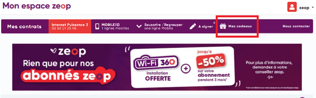 Telecommande Zeop Accéder à la rubrique